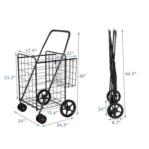 Folding Shopping Cart Utility Cart with Swivel Wheels Bed Bath