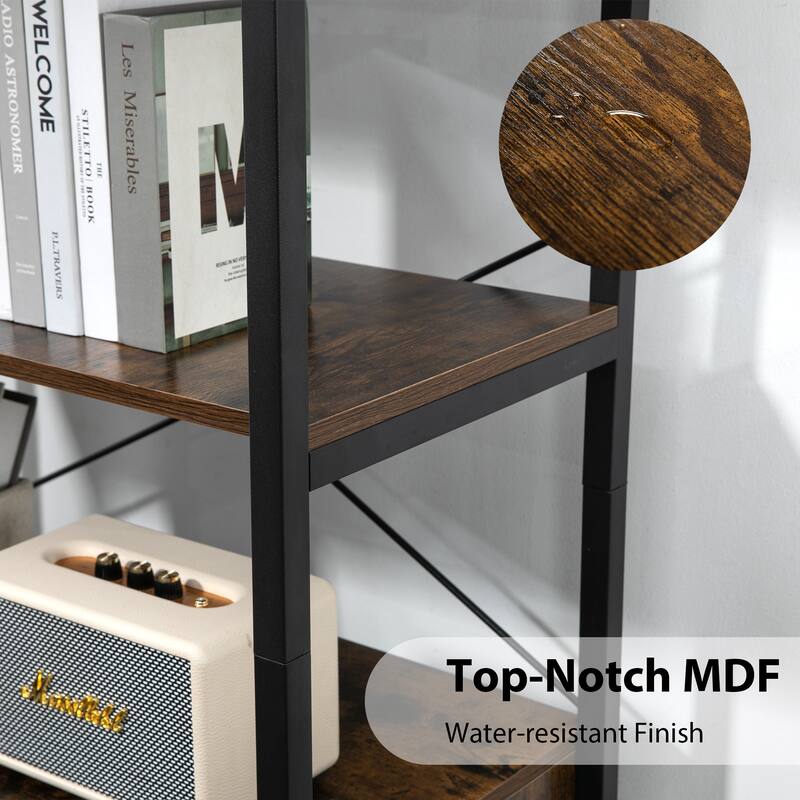 Industrial Bookcase with File Cabinet Drawers, 62.7 in Tall Bookshelf 4 Tier, Freestanding Storage Home Office Cabinet