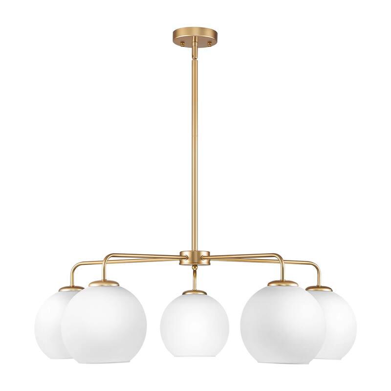5-Light Modern Dimmable Sputnik Glass Globe Bubble Island Chandelier with Clear Glass Globe Shades