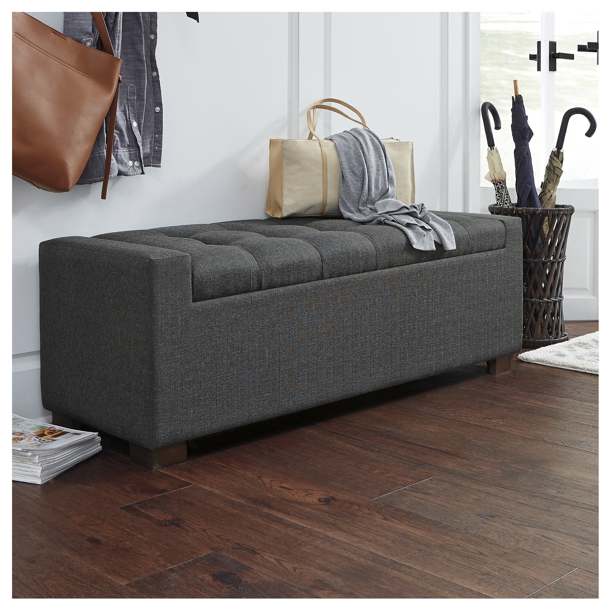 Signature Design by Ashley Cortwell Dark Grey Storage Bench - 54"W x 18"D x 18"H