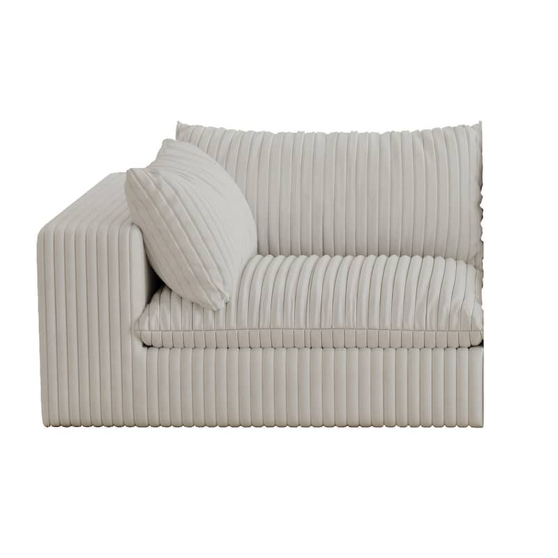 Corduroy Upholstered Deep Seat U-shaped Sectional Sofa with Ottomans and Double-layer Seat Cushions, Large Chaise Lounger Couch
