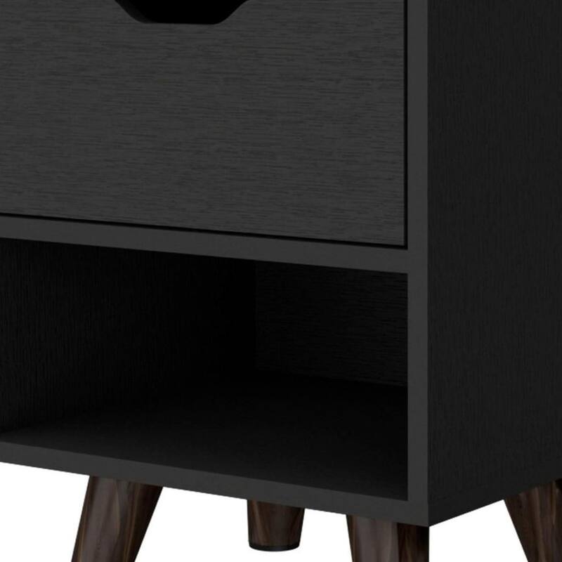 HomeRoots 19" Black Wood One Drawer Nightstand
