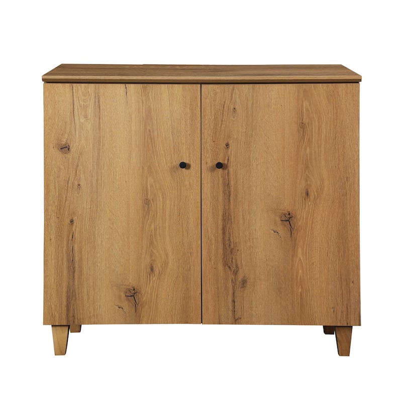 Buffet Cabinet with 3 Compartments for Dining Room, 32.4"H Sideboard - Oak Brown
