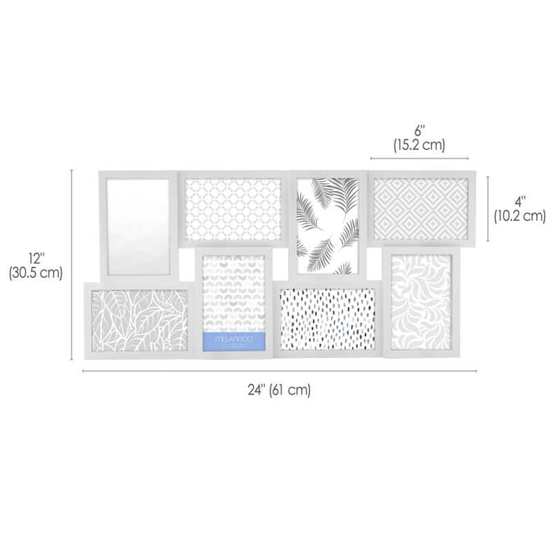 Melannco 8-Opening White Collage Photo Frame, 24X12 Inch