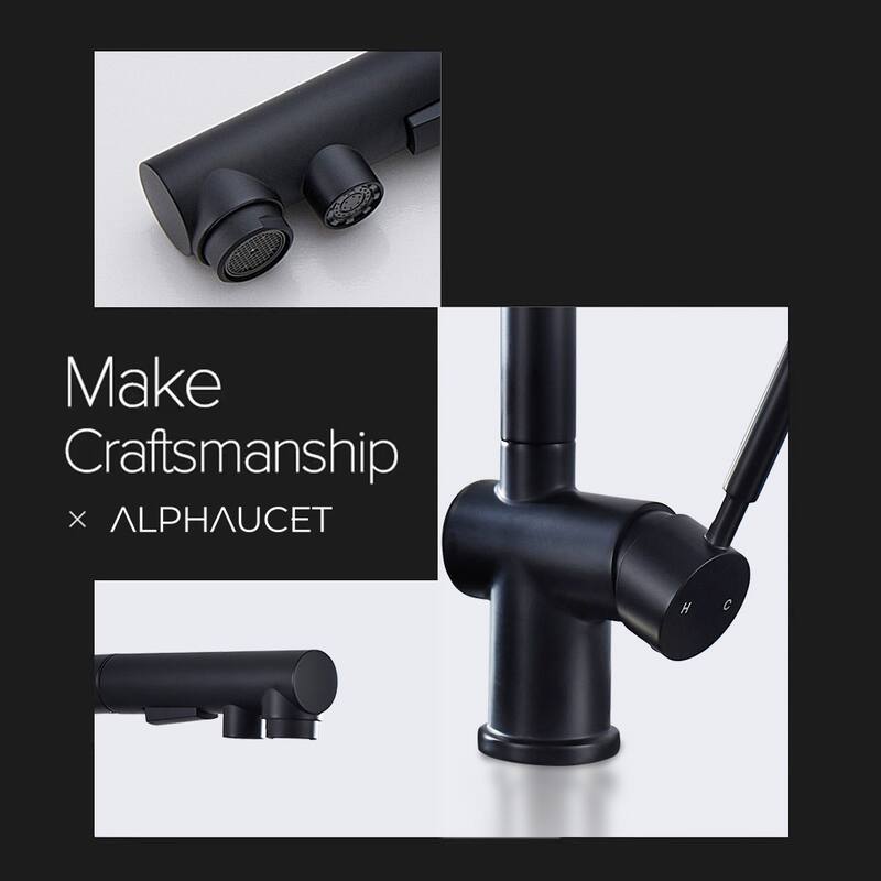 ALPHAUCET Single Handle Pull-Out Sprayer Kitchen Faucet