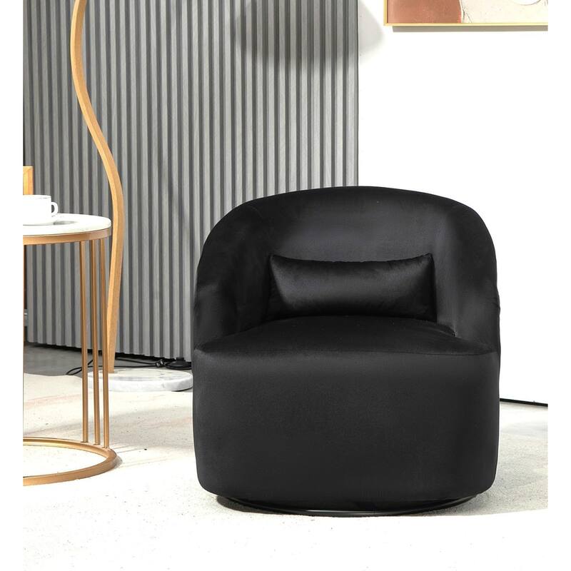 Accent Chair with Barrel-shaped Design and 360 Degree Swivel Feature