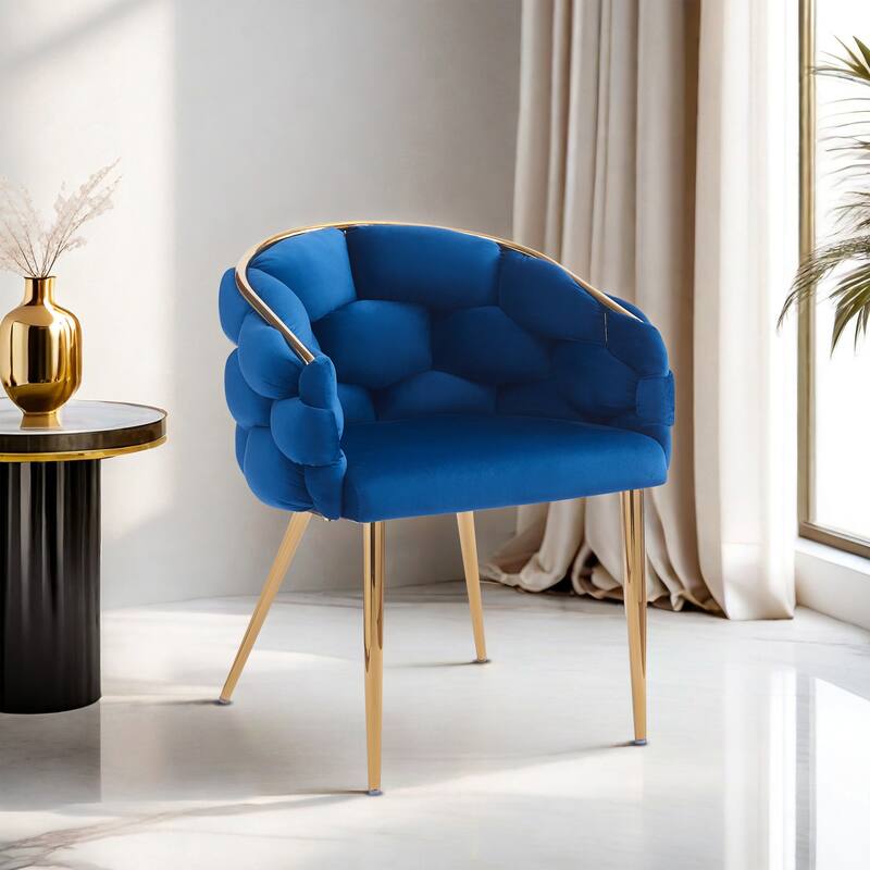 Set of 2 Luxury Handmade Accent Chair with Gold Legs, Modern Velvet Armchair Dining Chair for Living Room Bedroom