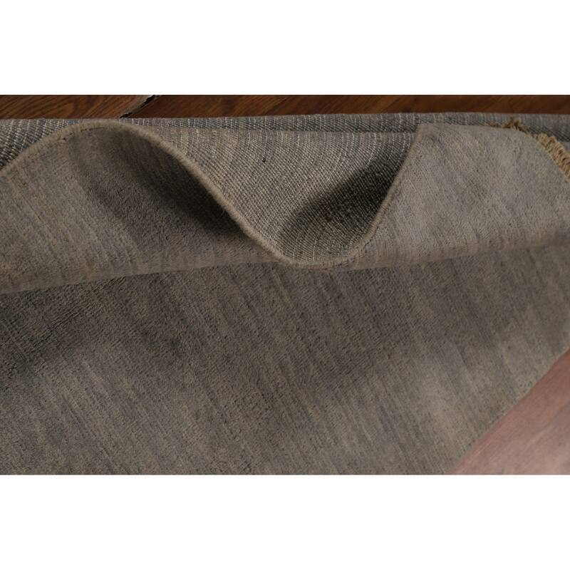 Striped Gray Gabbeh Modern Rug Handmade Wool Carpet - 3'3" x 4'6"