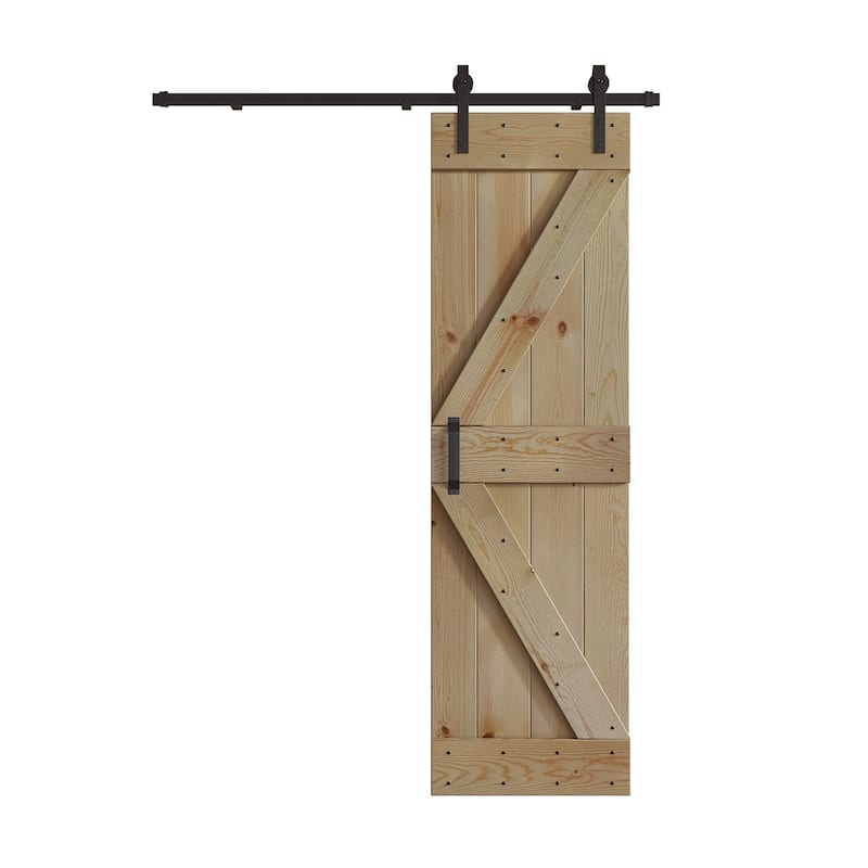 Coast Sequoia 24in x 84in K Series Pine Wood Sliding Barn Door With Hardware Kit - Unfinished