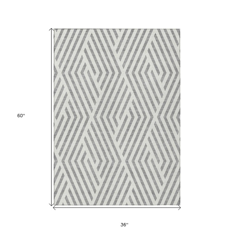 Alnaz Sleek Geometric Weather Resistant Blended Style Outdoor Rug