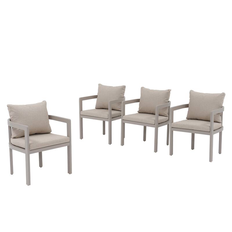 Outdoor Aluminum Dining Chairs with Cushions & Armrests
