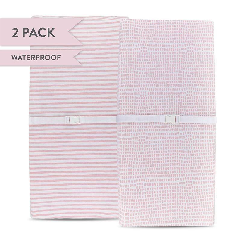 Ely's & Co. Baby Waterproof Changing Pad Cover Sheet Set - 2 Pack - 34" x 17"