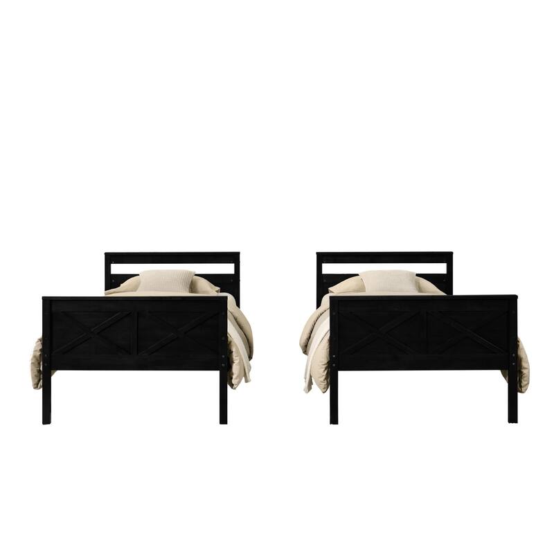 Clayfell Exeter Twin Over Twin Solid Wood Bunk Bed Frame with Guardrails and Ladder, Easy Assembly