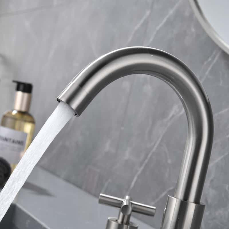 Modland 8 Inch Widespread Bathroom Faucet with 360°Swivel Spout and Dual Cross Handles