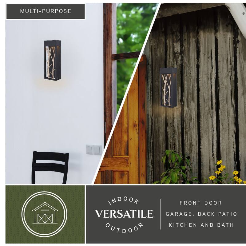 Ocala 1-light LED Black Rustic Twig Outdoor Wall Sconce - 5.75-in W x 15.5-in H x 3.5-in D