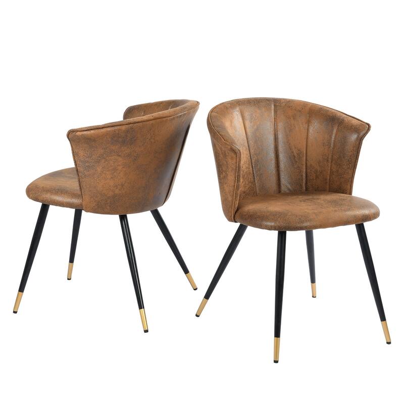 HomeRoots Set of Two Brown Black and Gold Upholstered Suede Dining Side Chairs - 21.20 in. x 29.30 in. x 20.00 in.