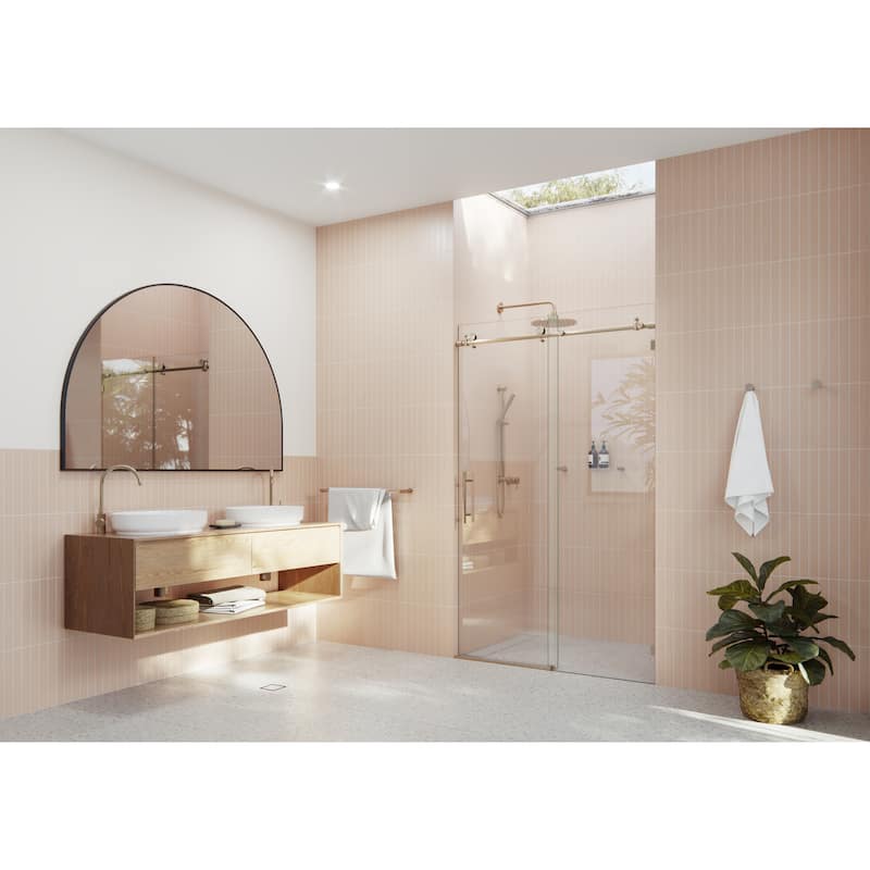 Glass Warehouse 48 in. - 52 in. x 78 in. Frameless Sliding Shower Door - Brushed Bronze