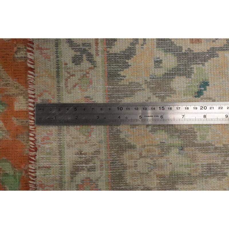 Hand Knotted Oriental 100% Wool Carpet Traditional Floral Oranges & Rust Tabriz Area Rug - 11' 1'' X 8' 1''