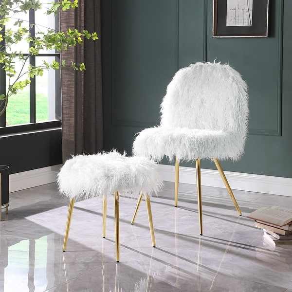 Roundhill Furniture Ravni Faux Fur Accent Chair With Ottman Bed Bath