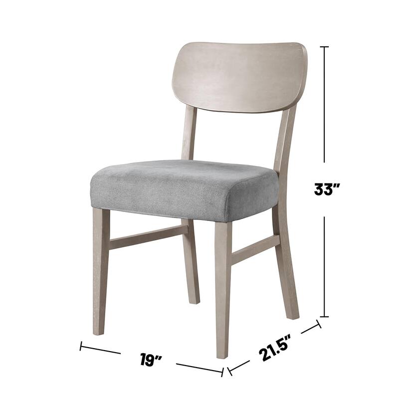 7 Piece Rectangular Wooden Dining Set with Padded Seat in Gray