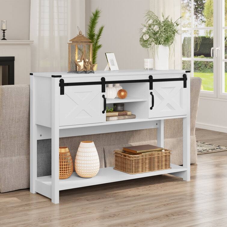 46" Console Table with Sliding Barn Door