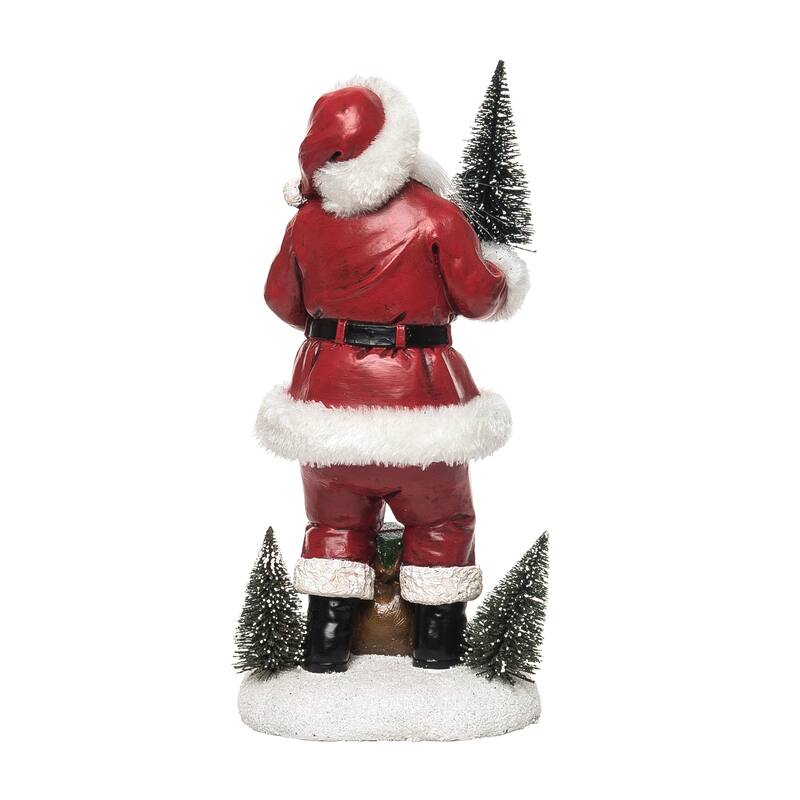 Transpac Resin 12.75 in. Multicolor Christmas Bottle Brush Santa Figurine