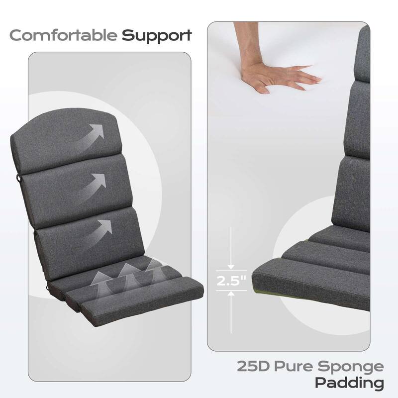 Aoodor Patio Chair Cushion Set of 2 - High-Back Adirondack Patio Cushions with Ties