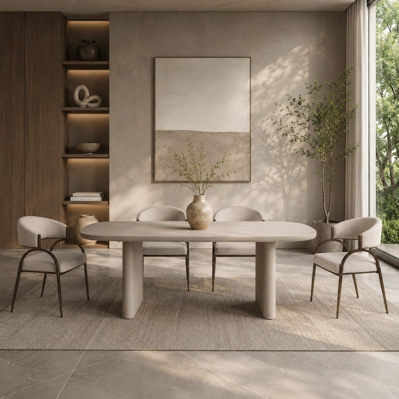 Hudson Modern Off-White Fabric & Bronze Dining Chair