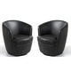 preview thumbnail 39 of 56, 2 Set Faux Leather Club Swivel Barrel Accent Chair