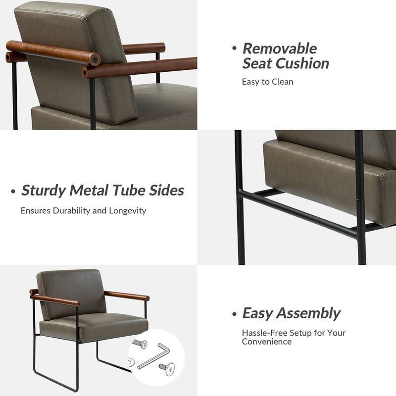 Justo Modern Accent Armchair with Metal Base and Removable Cushion Set Of 2 By HULALA HOME