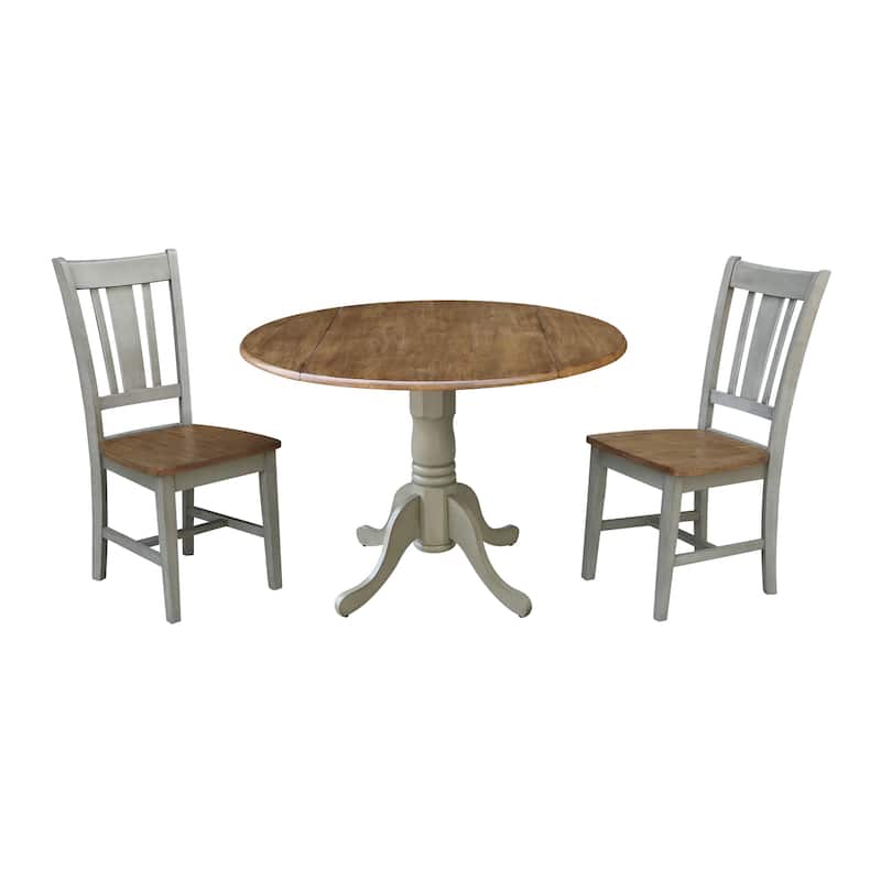 42" Solid Wood Dual Drop Leaf Table with 2 Dining Chairs - 3 Piece Set