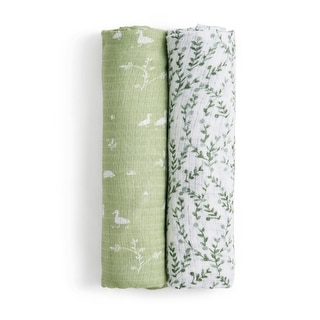 aden + anais essentials silky sofy cotton muslin swaddle blanket 2 pack nature friends