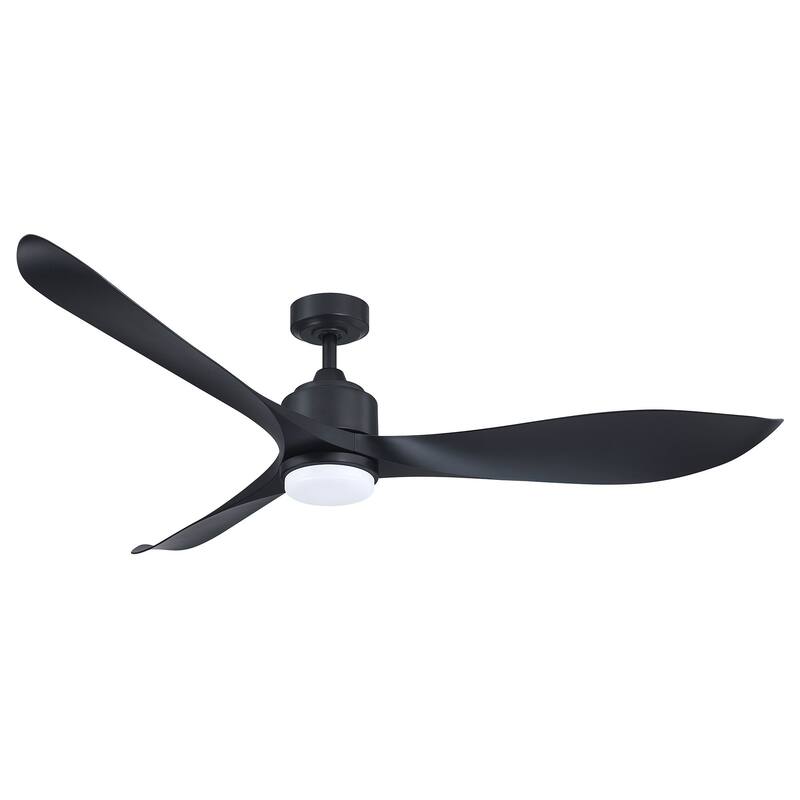 66" Classic Black/ Brown ABS Propeller LED Ceiling Fan with Light and Remote