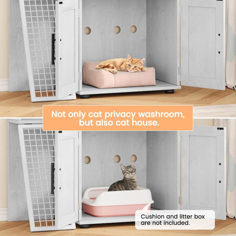 Modern Double Layer Cat Litter Box Enclosure, Hidden Cat Litter Box