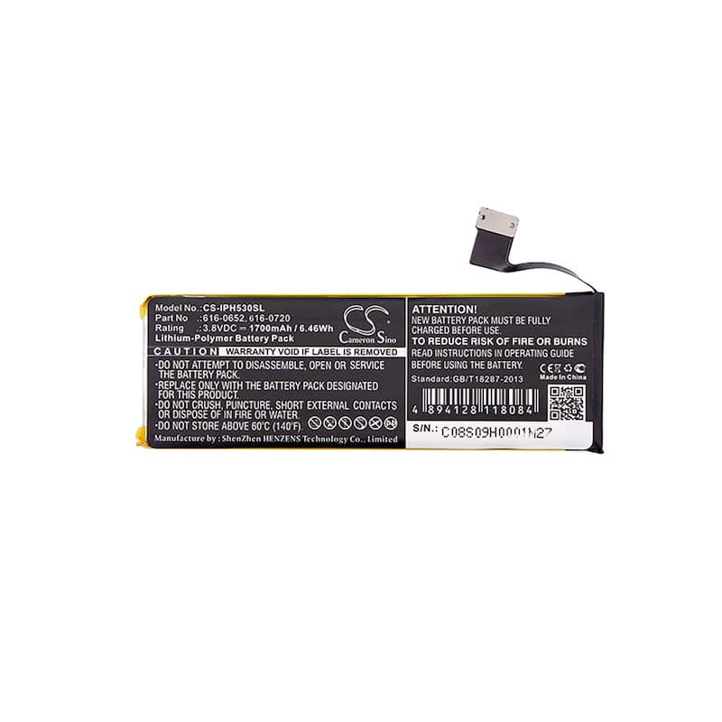 Battery for Apple iPhone 5s A1533 616-0652 616-0719 616-0720 616-0722 616-0728 - Black