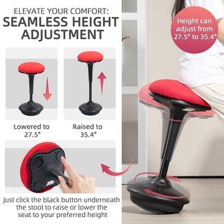 HOMCOM Backless Wobble Stool Chair, Standing Desk Chair, Adjustable Active Ergonomic Learning Stool for Office Desks