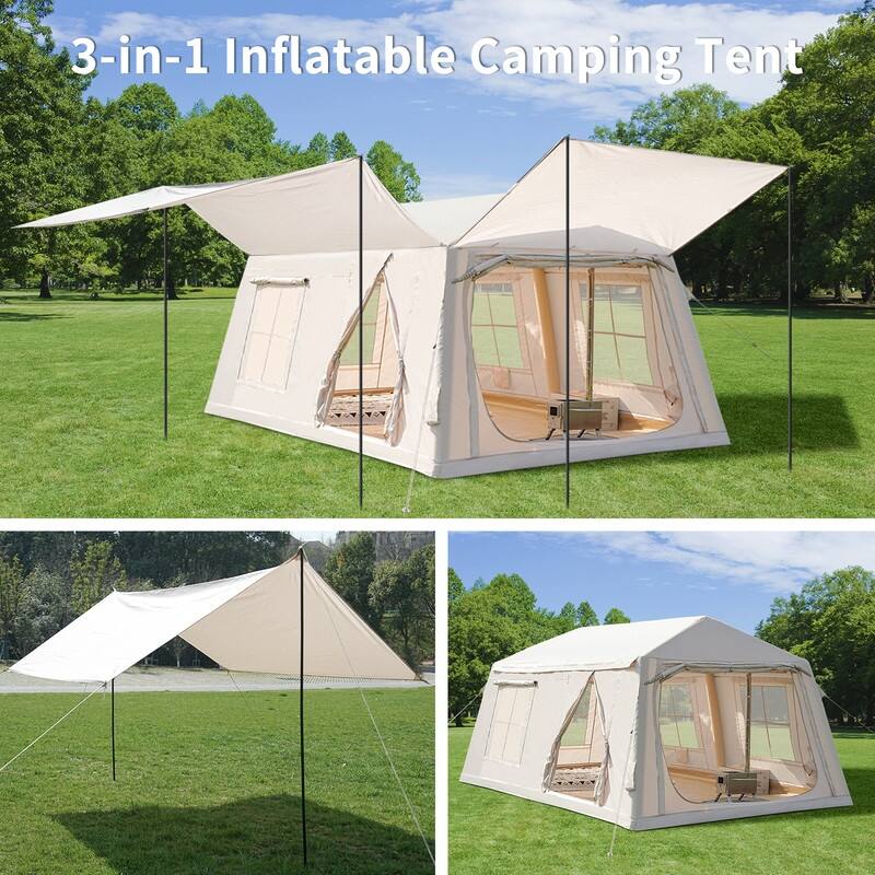 8-10 Person Inflatable Camping Tent with Oversized Awning, Easy Setup