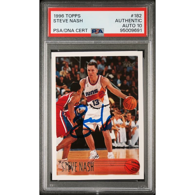 Steve Nash 1996 Topps Signed Rookie Card #182 Auto Graded PSA 10 95009691 - 8'6" x 11'6"