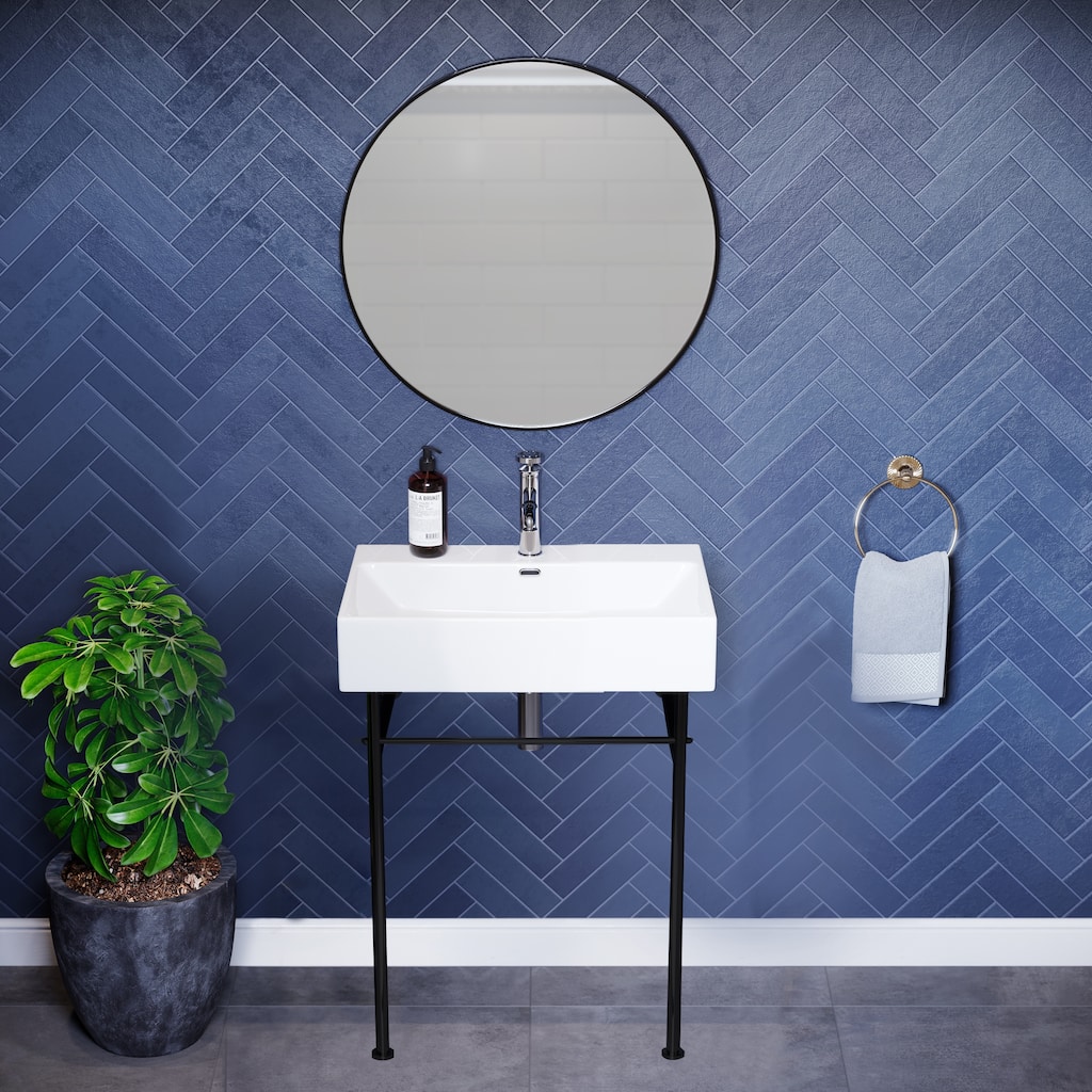Swiss Madison Reims 24" Rectangle Console Sink with Matte Black Legs - 17.0" x 24.0" x 35.5"