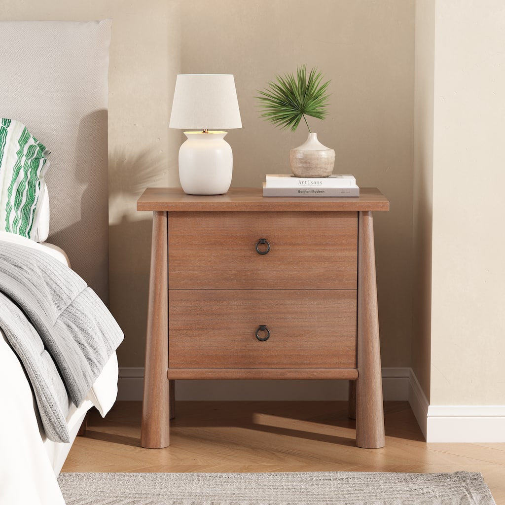 Christopher Knight Home - Modern Minimalist 23.62" Nightstand with Solid Wood Round Tapered Legs, Multi-Functional Use