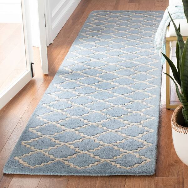 slide 1 of 30, SAFAVIEH Handmade Chatham Gregoria Modern Moroccan Wool Rug 2'3" x 9' Runner - Blue/Grey