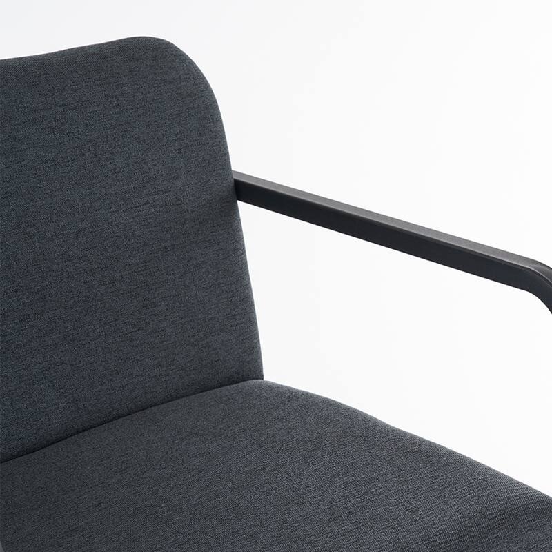 Set of 2 Dark Grey Fabric Dining Chair with Armrests and Metal Frame for Kitchen Island or Dining Room
