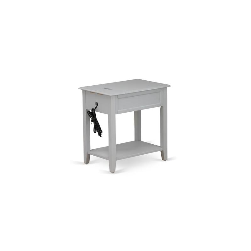 East West Furniture Denison Night Stand - Rectangle Modern End Table with a Drawer for Bedroom, 24x19 Inch, (Finish Options)