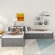 preview thumbnail 17 of 22, 3 IN 1 L-shaped Platform Bed with Trundle and Drawers Linked with built-in desk Grey