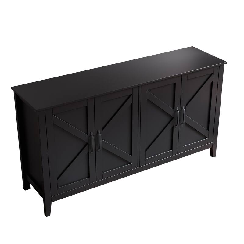 Cabinet with 4 Doors and 4 open shelgves,Freestanding Sideboard Storage Cabinet Entryway Floor Cabinet