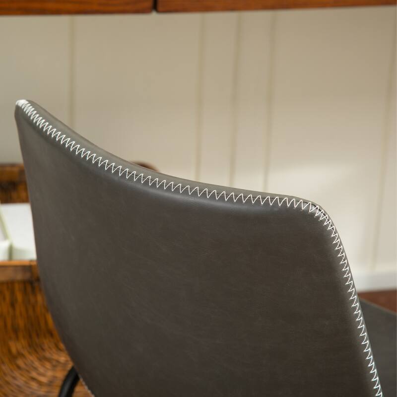 Modern Set of 2 Dining Chairs with PU Leather Backrest Metal Frame for Dining Room Living Room and Bedroom