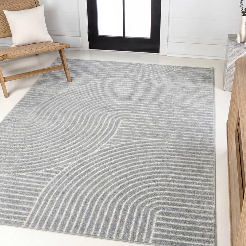 JONATHAN Y Odense Minimalist Curve Geometric Gray/Ivory Area Rug