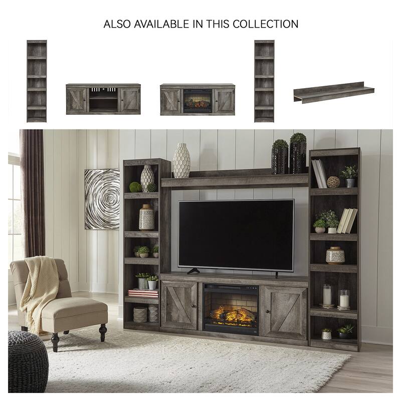 Signature Design by Ashley Wynnlow Gray 60" TV Stand for TVs up to 69" with Electric Fireplace - 60"W x 15.5"D x 24.5"H