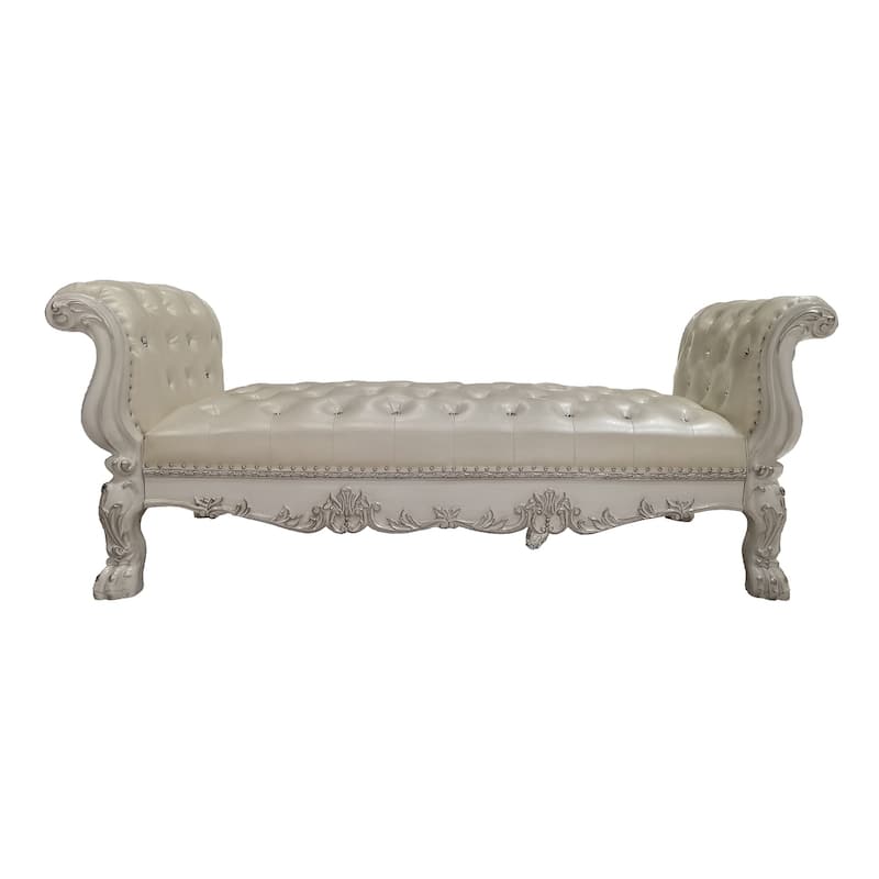 Adison Cream and Bone White Bench with Nailhead Trim