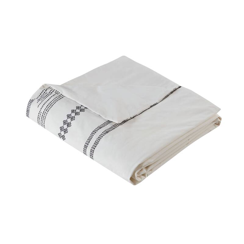 INK+IVY Nea Cotton Printed Duvet Cover Set with Trims